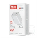 ColorWay GaN Mini AC töltő (45W, PD, PPS, 1x USB-C, fehér)