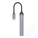 ColorWay USB-C elosztó CW-HUB04 (1x USB A 3.0, 3x USB A 2.0, USB-C bemenet, 0,12 m kábel, sötétszürke)