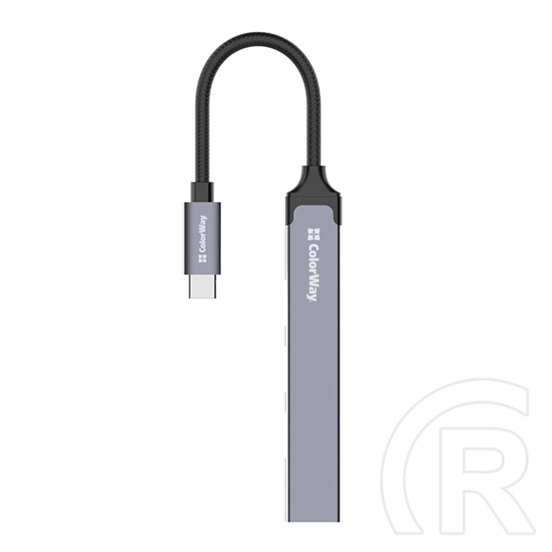 ColorWay USB-C elosztó CW-HUB04 (1x USB A 3.0, 3x USB A 2.0, USB-C bemenet, 0,12 m kábel, sötétszürke)