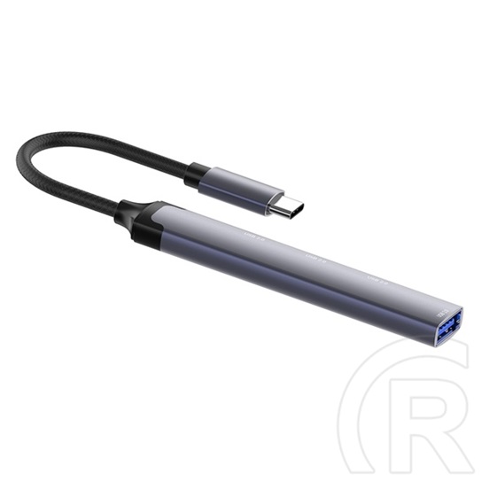 ColorWay USB-C elosztó CW-HUB04 (1x USB A 3.0, 3x USB A 2.0, USB-C bemenet, 0,12 m kábel, sötétszürke)