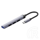 ColorWay USB-C elosztó CW-HUB04 (1x USB A 3.0, 3x USB A 2.0, USB-C bemenet, 0,12 m kábel, sötétszürke)