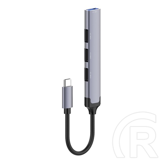 ColorWay USB-C elosztó CW-HUB04 (1x USB A 3.0, 3x USB A 2.0, USB-C bemenet, 0,12 m kábel, sötétszürke)