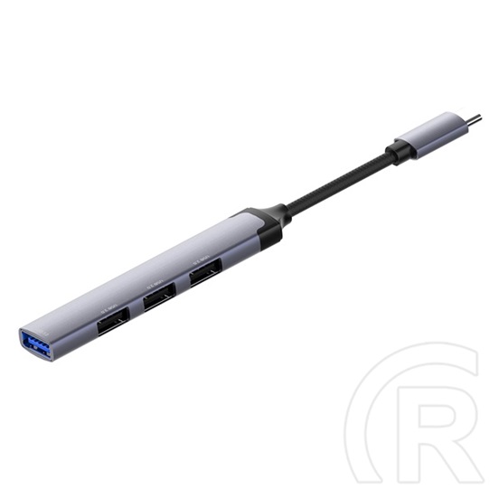 ColorWay USB-C elosztó CW-HUB04 (1x USB A 3.0, 3x USB A 2.0, USB-C bemenet, 0,12 m kábel, sötétszürke)
