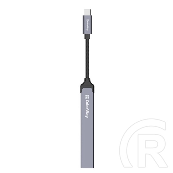 ColorWay USB-C elosztó CW-HUB04 (1x USB A 3.0, 3x USB A 2.0, USB-C bemenet, 0,12 m kábel, sötétszürke)