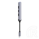 ColorWay USB-C elosztó CW-HUB04 (1x USB A 3.0, 3x USB A 2.0, USB-C bemenet, 0,12 m kábel, sötétszürke)