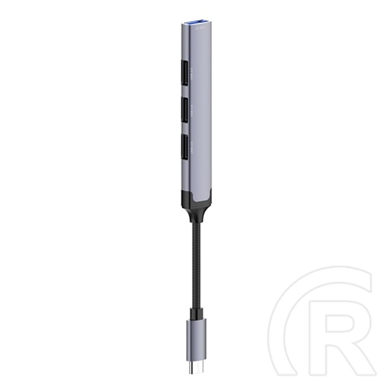 ColorWay USB-C elosztó CW-HUB04 (1x USB A 3.0, 3x USB A 2.0, USB-C bemenet, 0,12 m kábel, sötétszürke)