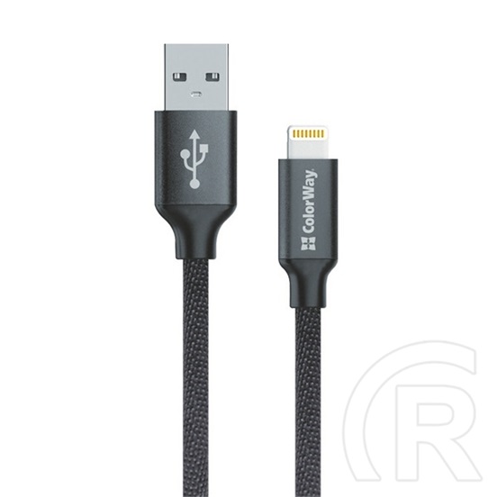 ColorWay USB adat- és töltőkábel (USB dugó / Lightning dugó, 2,1 A, 1 m, fekete)