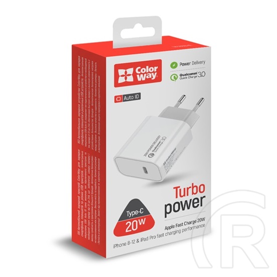 ColorWay USB töltő adapter Power Delivery USB-C 20W V2 (USB-C PD, CW-CHS026PD-WT, fehér)