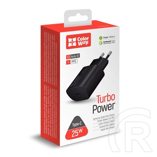 ColorWay USB töltőadapter 25W (USB Type-C, PD 3.0, PPS, 3A, fekete)