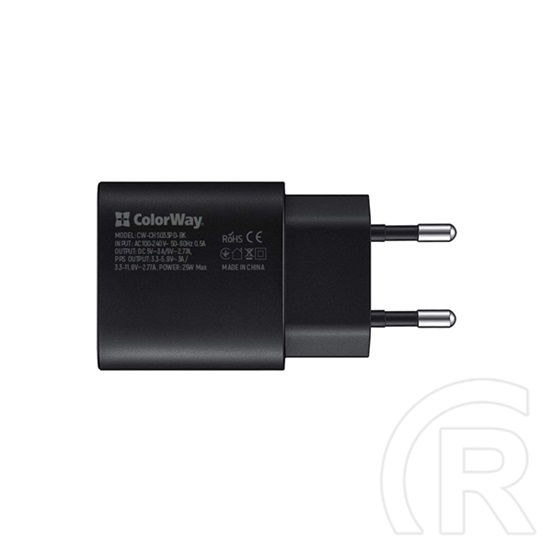 ColorWay USB töltőadapter 25W (USB Type-C, PD 3.0, PPS, 3A, fekete)
