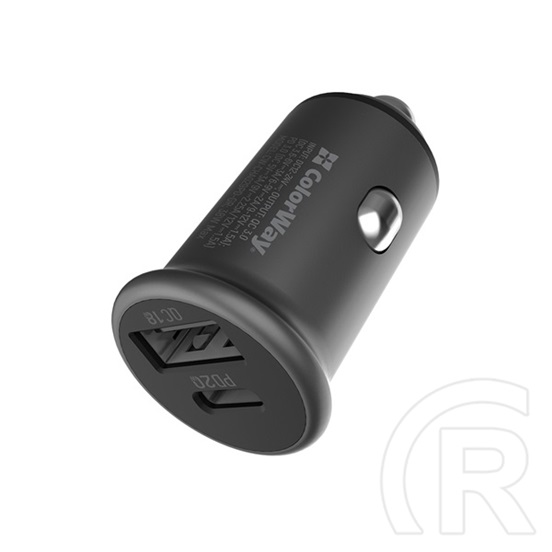 ColorWay autós töltő CW-CHA029PD-GR (2x USB, Type-C PD20W + USB QC3.0, 38W, szürke)