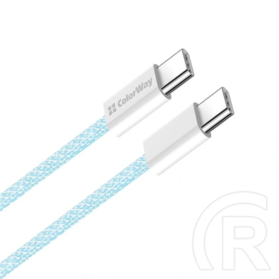 Colorway USB-C adat- és töltőkábel (C dugó / C dugó, PD 60W, 1 m, fonott nejlon, kék)