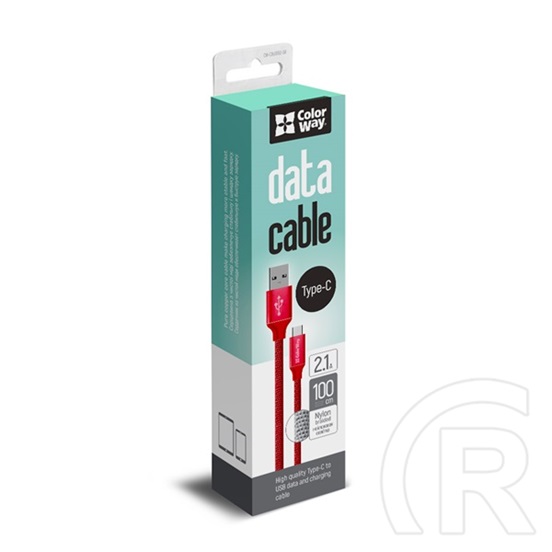 Colorway USB kábel (USB dugó / C dugó, 2,1 A, 1 m, piros)
