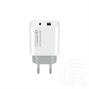 Colorway USB töltőadapter (Type-C PD + USB QC3.0, 20 W, fehér)