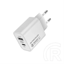 Colorway USB töltőadapter (Type-C PD + USB QC3.0, 20 W, fehér)