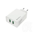 Colorway hálózati töltő (2x USB, Quick Charge 3.0, 36W, fehér, CW-CHS017Q-WT, univerzális)