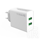 Colorway hálózati töltő (2x USB, Quick Charge 3.0, 36W, fehér, CW-CHS017Q-WT, univerzális)