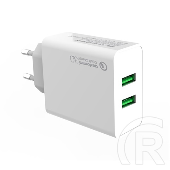 Colorway hálózati töltő (2x USB, Quick Charge 3.0, 36W, fehér, CW-CHS017Q-WT, univerzális)