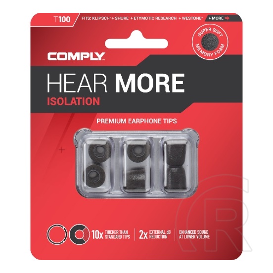 Comply Hear More Isolation T-100 memóriahab fülilleszték M (fekete)