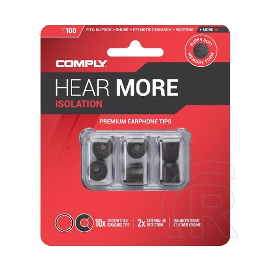 Comply Hear More Isolation T-100 memóriahab fülilleszték S/M/L (fekete)