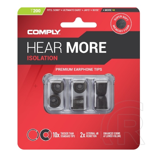 Comply Hear More Isolation T-200 memóriahab fülilleszték L (fekete)