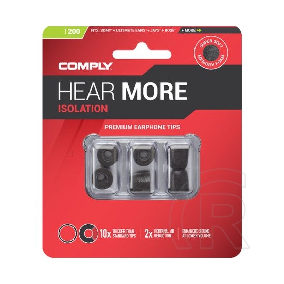 Comply Hear More Isolation T-200 memóriahab fülilleszték S/M/L (fekete)