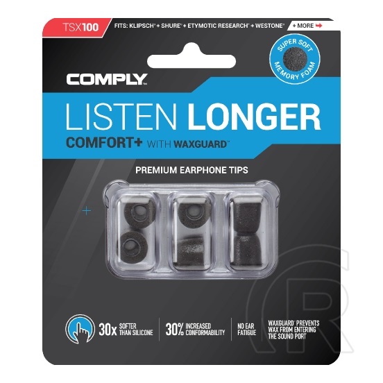 Comply Listen Longer Comfort Plus Tsx-100 memóriahab fülilleszték L (fekete)