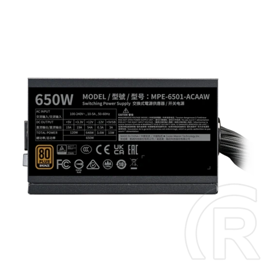 Cooler Master MWE Bronze 650 V3 tápegység (650 W, 80+ Bronze, ATX 3.1, fekete)