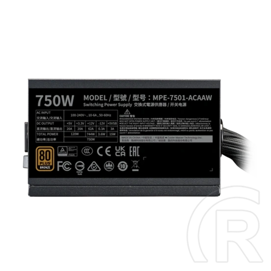 Cooler Master MWE Bronze 750 V3 tápegység (750 W, 80+ Bronze, ATX, fekete)