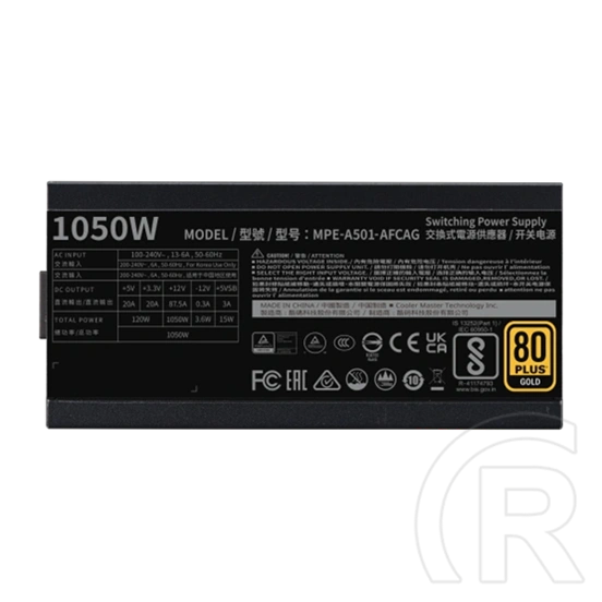 Cooler Master MWE Gold 1050 V2 tápegység (1050 W, 80+ Gold, ATX, fekete)