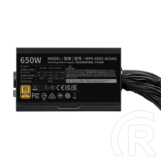 Cooler Master MWE Gold 650 V3 tápegység (650 W, 80+ Gold, ATX, fekete)