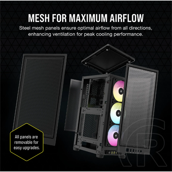 Corsair 2000D RGB Airflow ház (Mini-ITX, fekete)