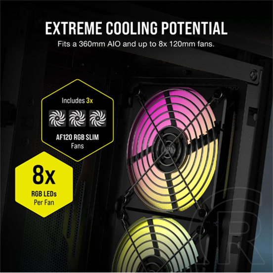 Corsair 2000D RGB Airflow ház (Mini-ITX, fekete)
