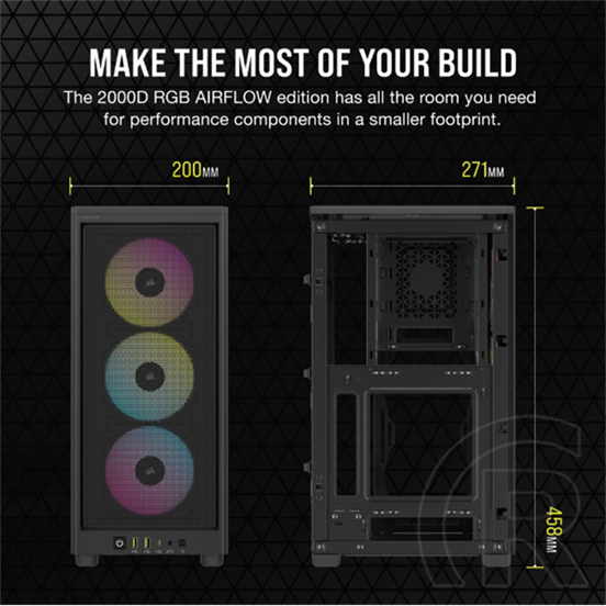 Corsair 2000D RGB Airflow ház (Mini-ITX, fekete)