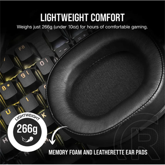 Corsair HS55 vezeték nélküli gaming fejhallgató (7.1 térhatás, mikrofon, fekete)