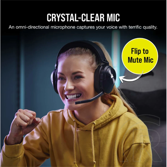 Corsair HS55 vezeték nélküli gaming fejhallgató (7.1 térhatás, mikrofon, fekete)