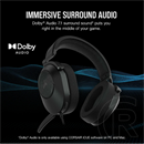 Corsair HS65 Surround vezetékes mikrofonos fejhallgató (Dolby Audio, jack 3,5mm/USB, 50mm, 1,8m kábel, fekete)