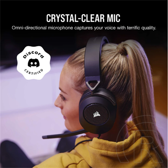Corsair HS65 Surround vezetékes mikrofonos fejhallgató (Dolby Audio, jack 3,5mm/USB, 50mm, 1,8m kábel, fekete)