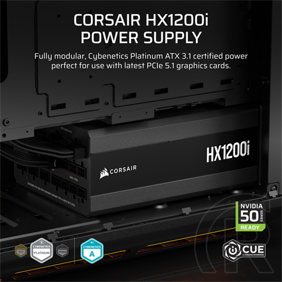 Corsair HX1500i tápegység (1500 W, 80+ Platinum, ATX 3.1, moduláris, 14 cm ventilátor, PCIe 5.1)