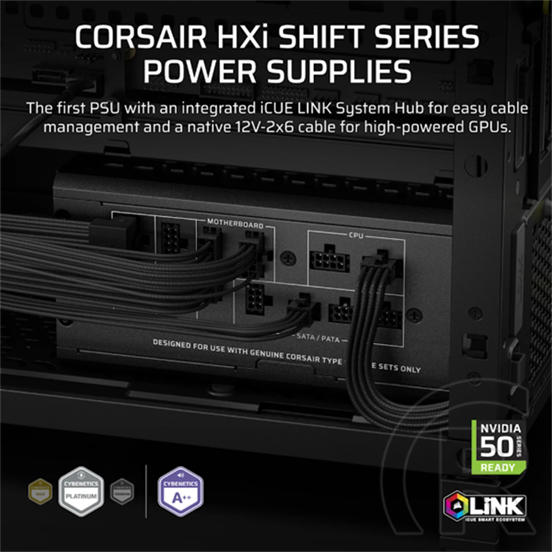 Corsair HXi SHIFT HX1200i tápegység (1200 W, Cybenetics Platinum, ATX, teljesen moduláris)