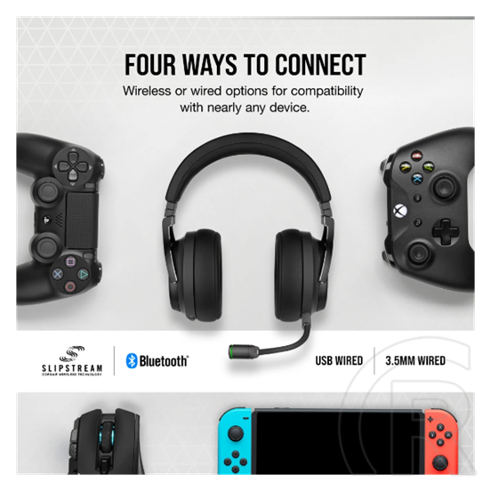 Corsair Virtuoso Wireless XT vezeték nélküli headset (Dolby Atmos, RGB világítás, mikrofon, 50 mm meghajtó, 15 óra üzemi