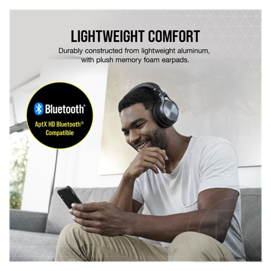 Corsair Virtuoso Wireless XT vezeték nélküli headset (Dolby Atmos, RGB világítás, mikrofon, 50 mm meghajtó, 15 óra üzemi