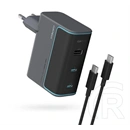 Cuktech hálózati töltő usb+2 type-c aljzat (100w, gan, pd gyorstöltő 3.1 + type-c kábel) fekete