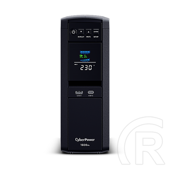 CyberPower UPS Gaming szünetmentes tápegység (1600 VA, line-interaktív, AVR, 6x Schuko, 2x USB, LCD, adatvonal-védelem)