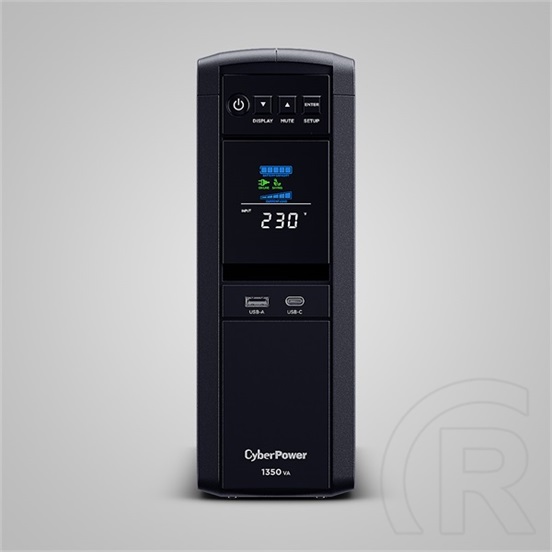 CyberPower UPS Gaming szünetmentes tápegység (line-interaktív, 1350 VA, 810 W, 230 V, 6 Schuko aljzat, 2x USB, AVR, szín