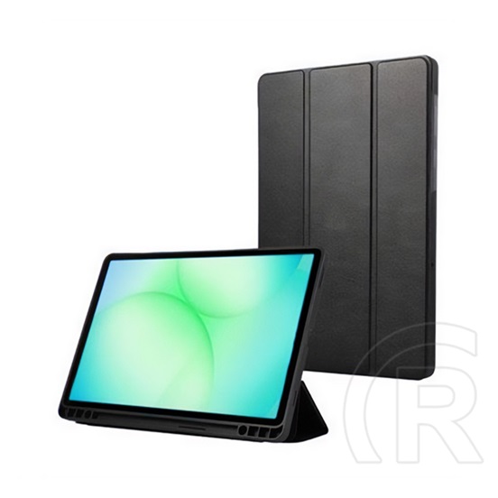 DESIGNED FOR Samsung Samsung Galaxy Tab A11 LTE (SM-X135)  tok álló, bőr hatású (flip, trifold, asztali tartó) fekete