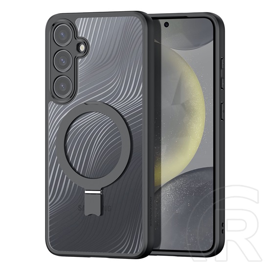 DUX DUCIS AIMO Galaxy S24 szilikon telefonvédő (ütésállóság, kameravédő, MagSafe, kitámasztó, hullám) FEKETE