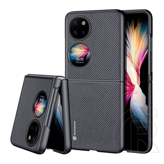 DUX DUCIS Huawei P50 Pocket fino szilikon telefonvédő (műanyag belső, közepesen ütésálló, rács minta) fekete