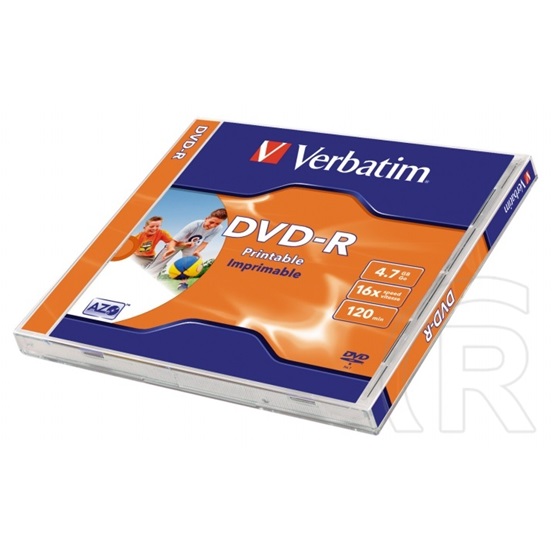 DVD-R Verbatim 4,7 GB 16x, nyomtatható, matt, normál tok