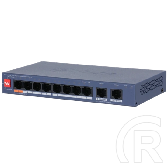 Dahua CS4010-8ET2GT-60 8-port PoE Switch (felhőmenedzsment, 8x 10/100 Mbps PoE, 2x 1 Gbps uplink, 60W)